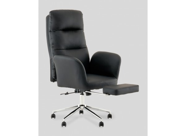 Кресло руководителя TopChairs Solid с оттоманкой черный фото 9