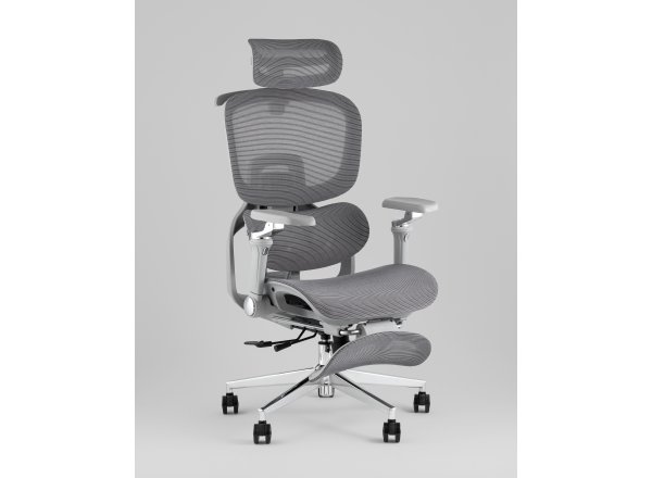 Кресло офисное TopChairs Prodigy с оттоманкой серый