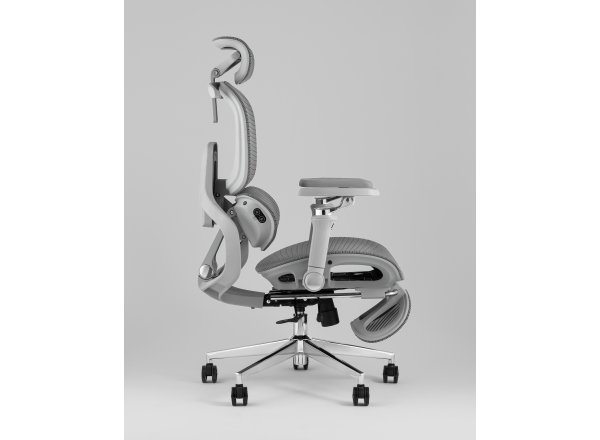 Кресло офисное TopChairs Prodigy с оттоманкой серый фото 17