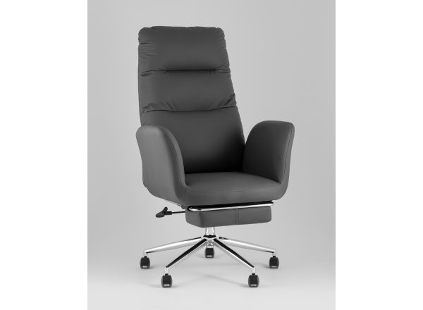 Кресло руководителя TopChairs Solid NC с оттоманкой серый фото 2