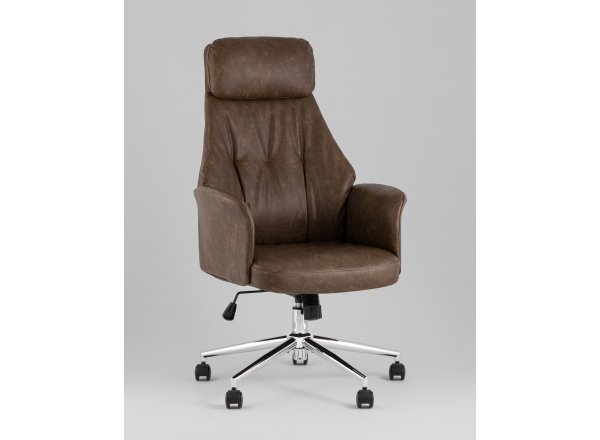 Кресло офисное TopChairs Neoma коричневый экокожа