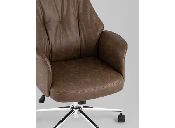 Кресло офисное TopChairs Neoma коричневый экокожа фото 8