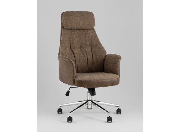 Кресло офисное TopChairs Neoma коричневый экокожа ткань