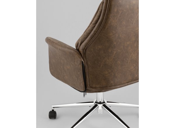 Кресло офисное TopChairs Neoma коричневый экокожа ткань фото 7