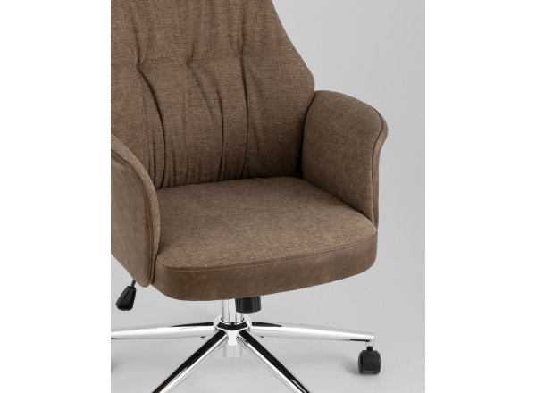 Кресло офисное TopChairs Neoma коричневый экокожа ткань фото 8