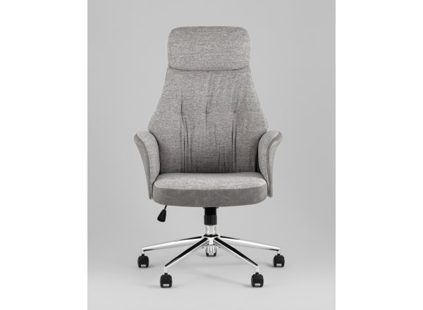 Кресло офисное TopChairs Neoma светло-серый экокожа ткань