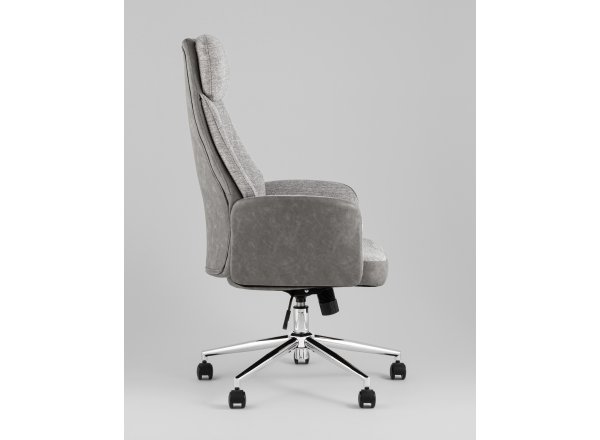Кресло офисное TopChairs Neoma светло-серый экокожа ткань фото 6