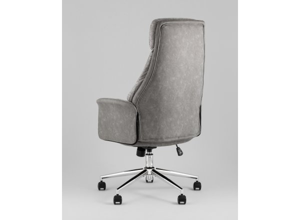 Кресло офисное TopChairs Neoma светло-серый экокожа ткань