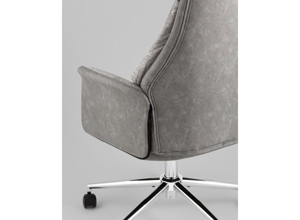 Кресло офисное TopChairs Neoma светло-серый экокожа ткань фото 11