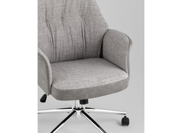 Кресло офисное TopChairs Neoma светло-серый экокожа ткань фото 13