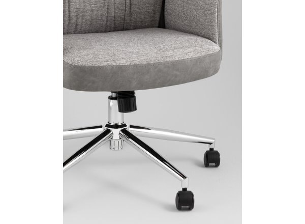 Кресло офисное TopChairs Neoma светло-серый экокожа ткань фото 14