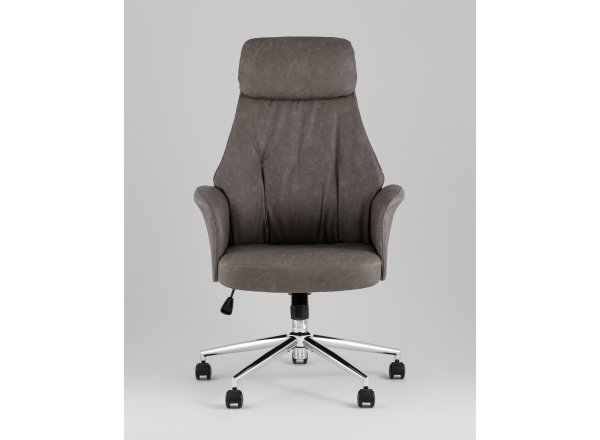 Кресло офисное TopChairs Neoma серый экокожа