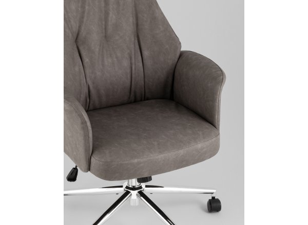Кресло офисное TopChairs Neoma серый экокожа фото 8