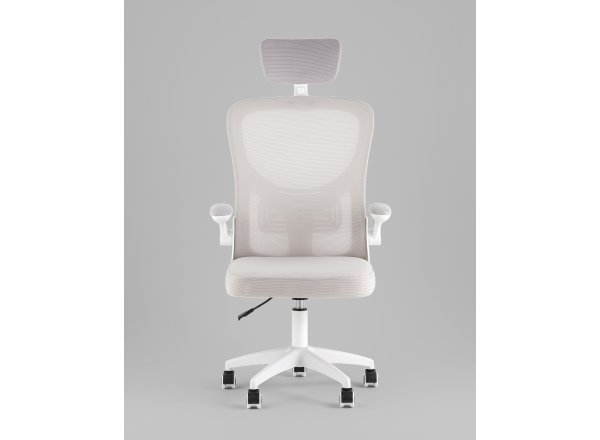 Кресло офисное TopChairs Core серый с подголовником пластик белый