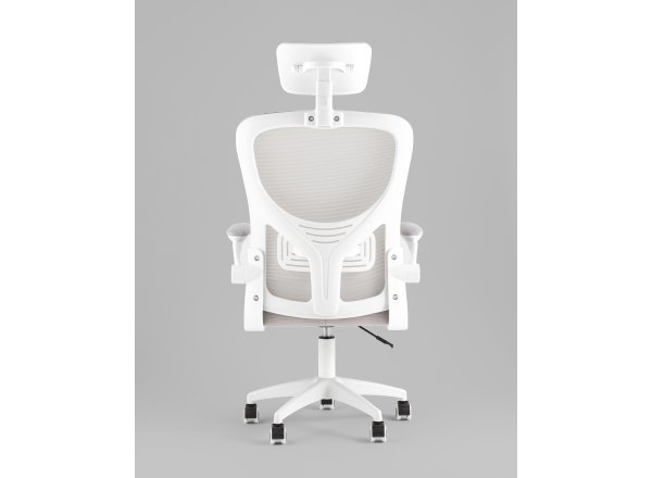 Кресло офисное TopChairs Core серый с подголовником пластик белый