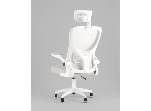 Кресло офисное TopChairs Core серый с подголовником пластик белый фото 6