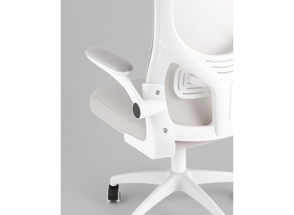 Кресло офисное TopChairs Core серый с подголовником пластик белый фото 7