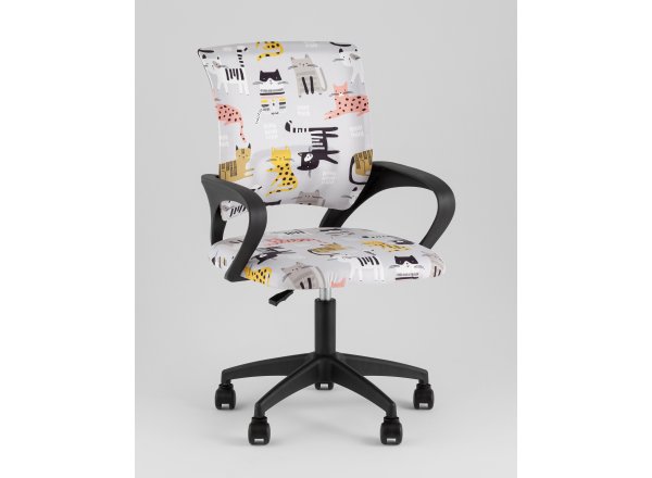 Кресло офисное TopChairs Simple SN Junior принт Blue Cats пластик черный