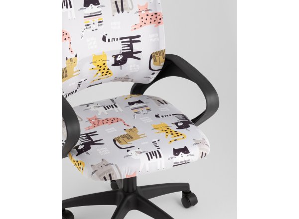 Кресло офисное TopChairs Simple SN Junior принт Blue Cats пластик черный фото 8