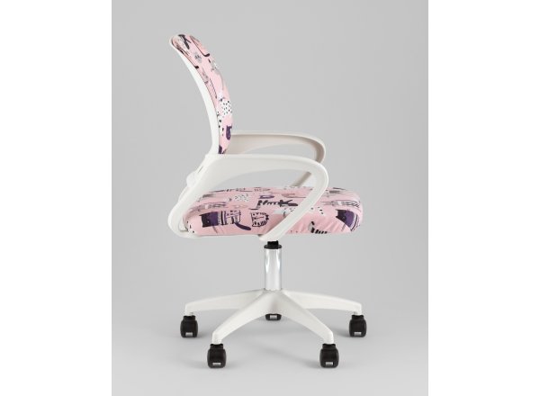 Кресло офисное TopChairs Simple SN Junior принт Pink Cats пластик белый