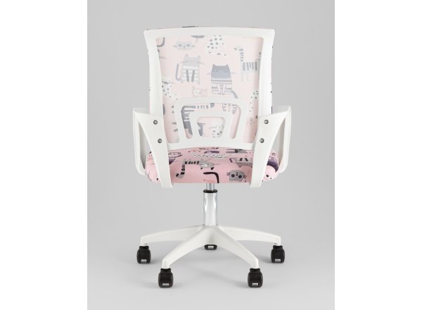 Кресло офисное TopChairs Simple SN Junior принт Pink Cats пластик белый