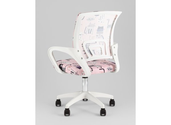 Кресло офисное TopChairs Simple SN Junior принт Pink Cats пластик белый фото 6