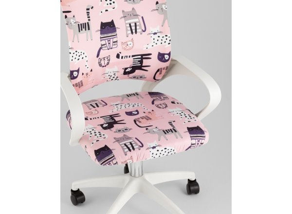 Кресло офисное TopChairs Simple SN Junior принт Pink Cats пластик белый фото 8