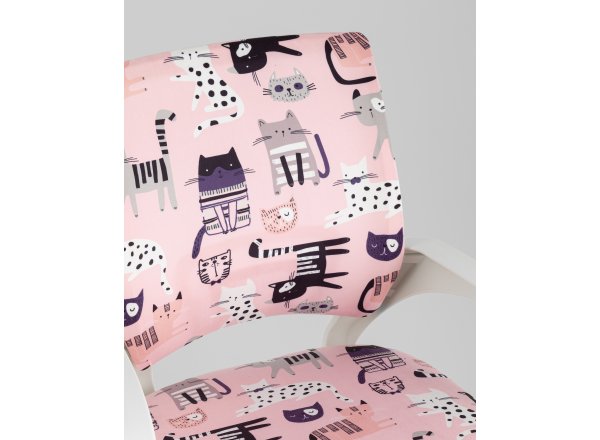 Кресло офисное TopChairs Simple SN Junior принт Pink Cats пластик белый фото 9
