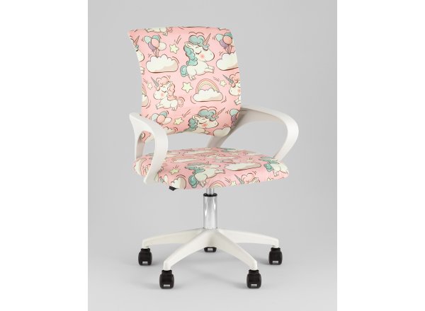 Кресло офисное TopChairs Simple SN Junior принт Unicorns пластик белый фото 2