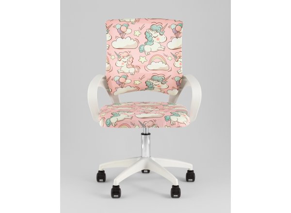 Кресло офисное TopChairs Simple SN Junior принт Unicorns пластик белый