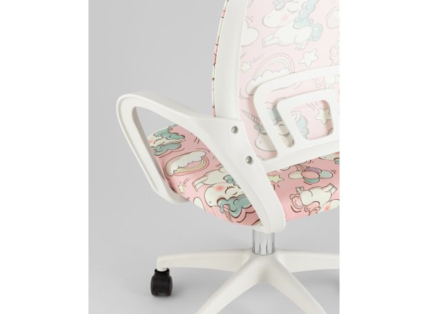 Кресло офисное TopChairs Simple SN Junior принт Unicorns пластик белый фото 15