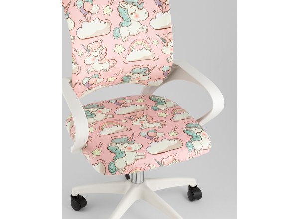 Кресло офисное TopChairs Simple SN Junior принт Unicorns пластик белый фото 16