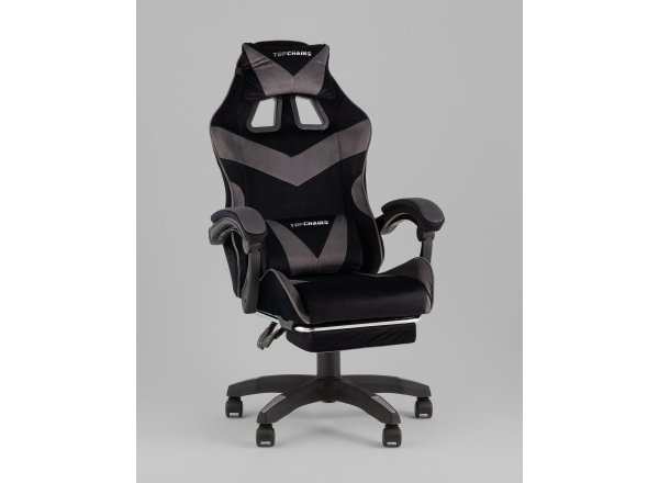 Кресло спортивное TopChairs MG-7019 велюр черно-серый