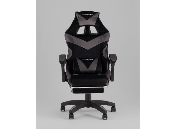 Кресло спортивное TopChairs MG-7019 велюр черно-серый