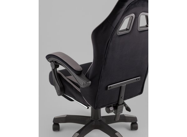 Кресло спортивное TopChairs MG-7019 велюр черно-серый фото 7
