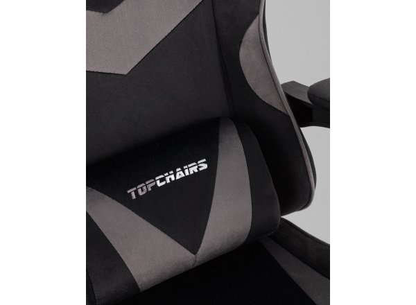 Кресло спортивное TopChairs MG-7019 велюр черно-серый фото 9