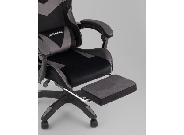 Кресло спортивное TopChairs MG-7019 велюр черно-серый фото 10