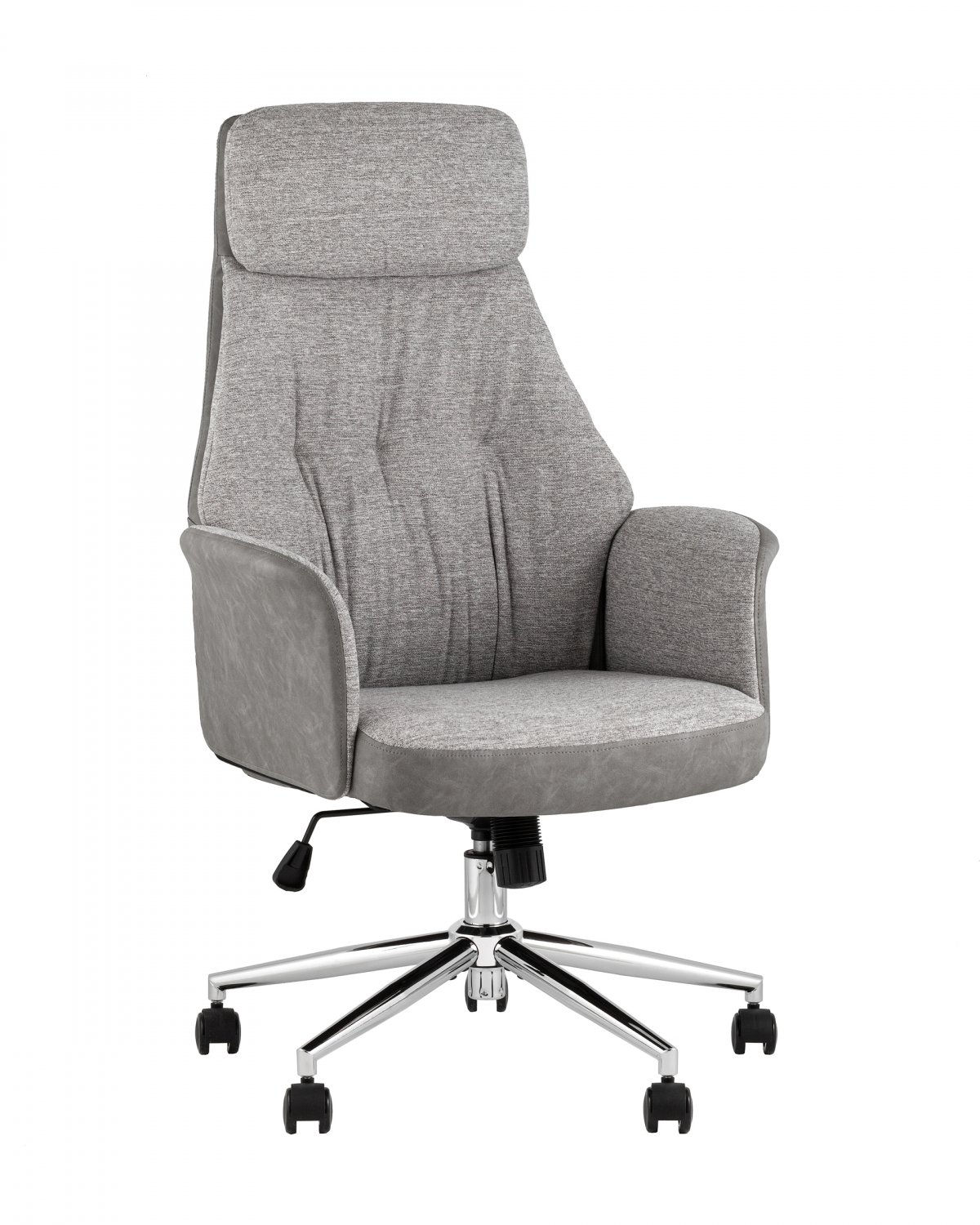 Кресло офисное TopChairs Neoma светло-серый экокожа ткань