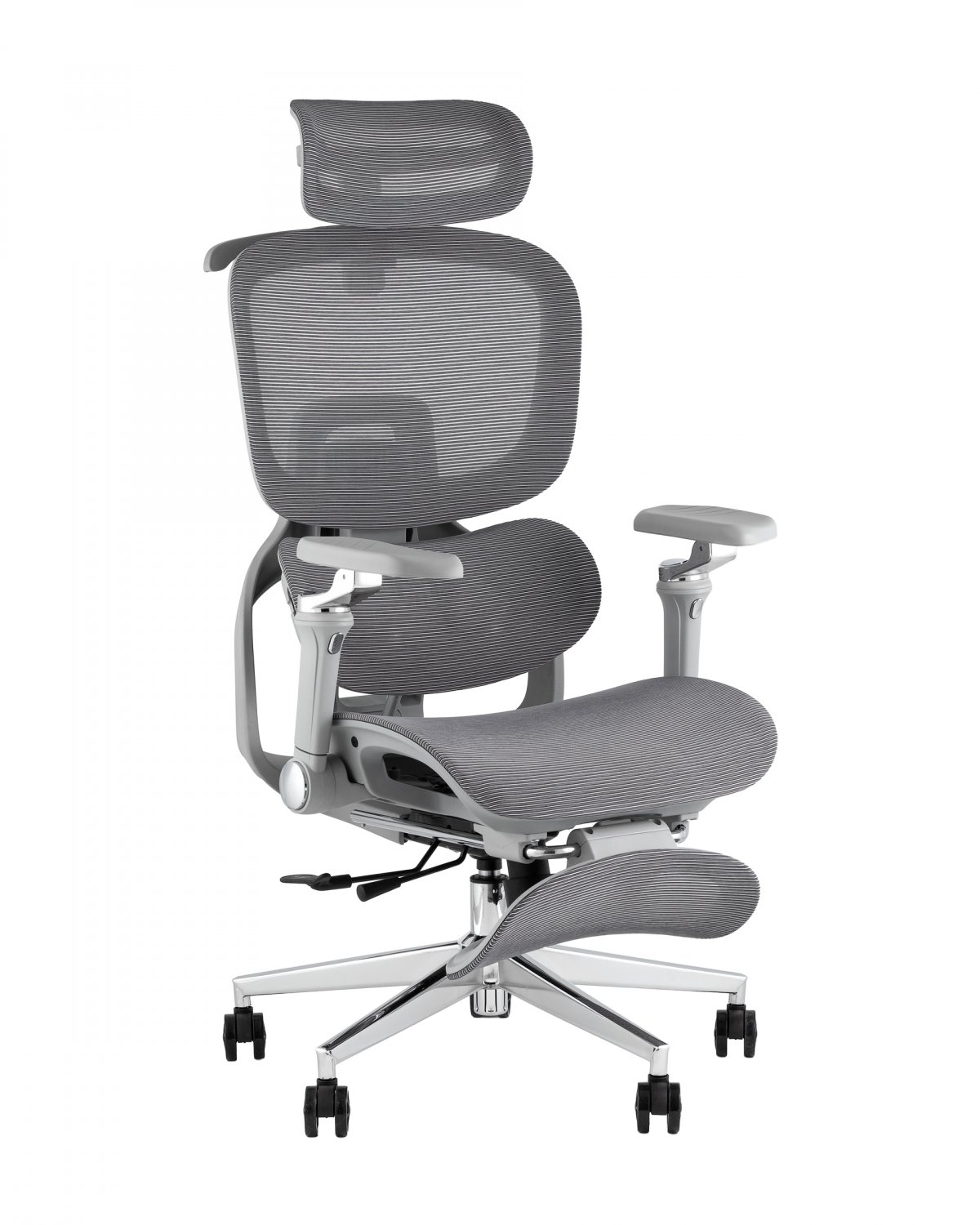 Кресло офисное TopChairs Prodigy с оттоманкой серый