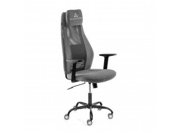 Кресло AVIATOR PLT metalBL флок/ткань, серый, 29/W-12