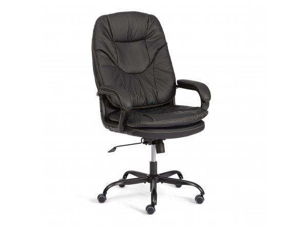 Кресло COMFORT Lux (22) metalBL кож/зам, черный, 36-6