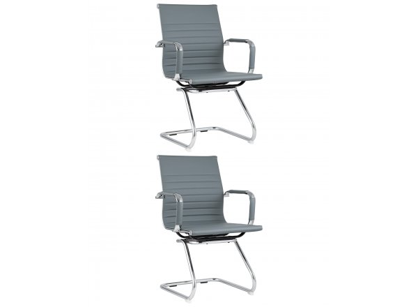 Кресло для посетителей TopChairs Visit серое 2 шт.