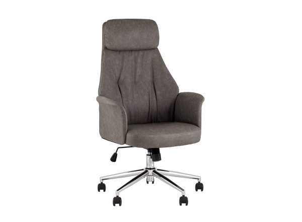 Кресло офисное TopChairs Neoma серый экокожа