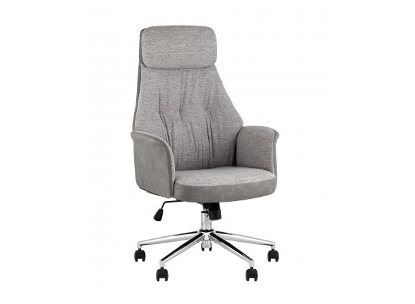 Кресло офисное TopChairs Neoma светло-серый экокожа ткань