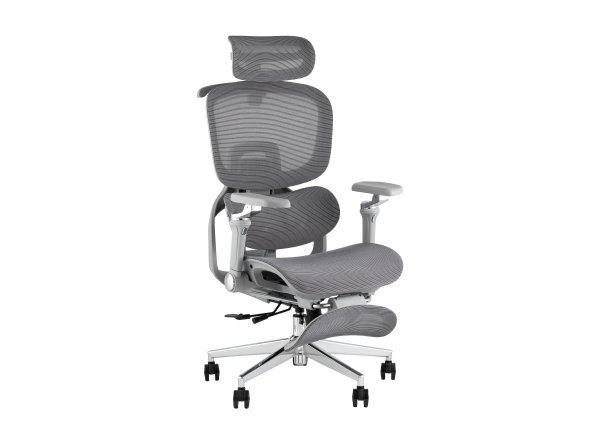 Кресло офисное TopChairs Prodigy с оттоманкой серый