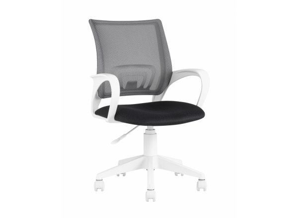 Кресло офисное TopChairs ST-BASIC-W серый крестовина пластик белый