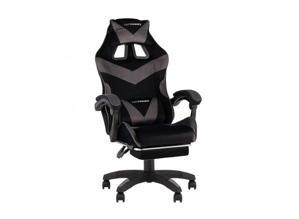 Кресло спортивное TopChairs MG-7019 велюр черно-серый